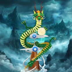 JMBRICKLAYER 70007 RỒNG THẦN THÁNH bộ đồ chơi xếp lắp ráp ghép mô hình FANTASTIC IDEA CLOUD SURFING DRAGON 1364 khối