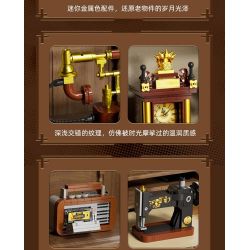 FORANGE FC8281 8281 6 THIẾT BỊ RETRO MÁY GHI ÂM ĐIỆN THOẠI GIẶT ĐỒNG HỒ CON LẮC MAY bộ đồ chơi xếp lắp ráp ghép mô hình 658 khối