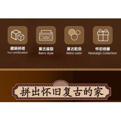 FORANGE FC8281 8281 6 THIẾT BỊ RETRO MÁY GHI ÂM ĐIỆN THOẠI GIẶT ĐỒNG HỒ CON LẮC MAY bộ đồ chơi xếp lắp ráp ghép mô hình 658 khối