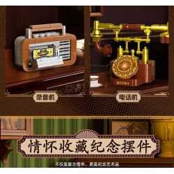 FORANGE FC8281 8281 6 THIẾT BỊ RETRO MÁY GHI ÂM ĐIỆN THOẠI GIẶT ĐỒNG HỒ CON LẮC MAY bộ đồ chơi xếp lắp ráp ghép mô hình 658 khối