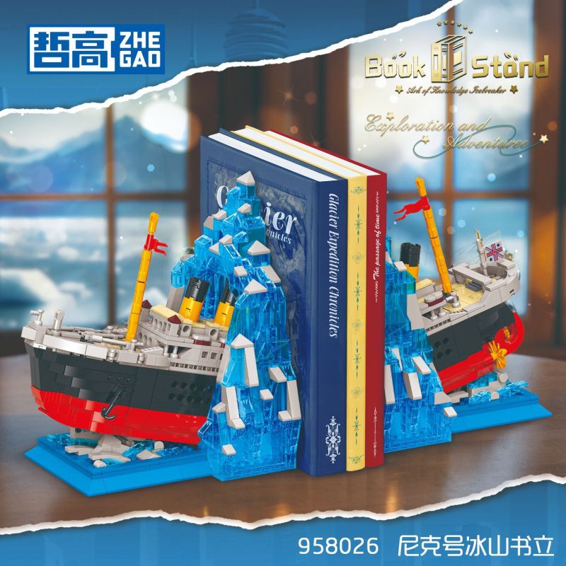 ZHEGAO 958026 TẬP SÁCH ICEBERG TITANIC bộ đồ chơi xếp lắp ráp ghép mô hình 1202 khối