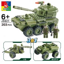 WOMA J5821 5821 Xếp hình kiểu  MILITARY ARMY 3 In 1 Armoured Car 3 Mẫu Thiết Bị Quân Sự 203 khối