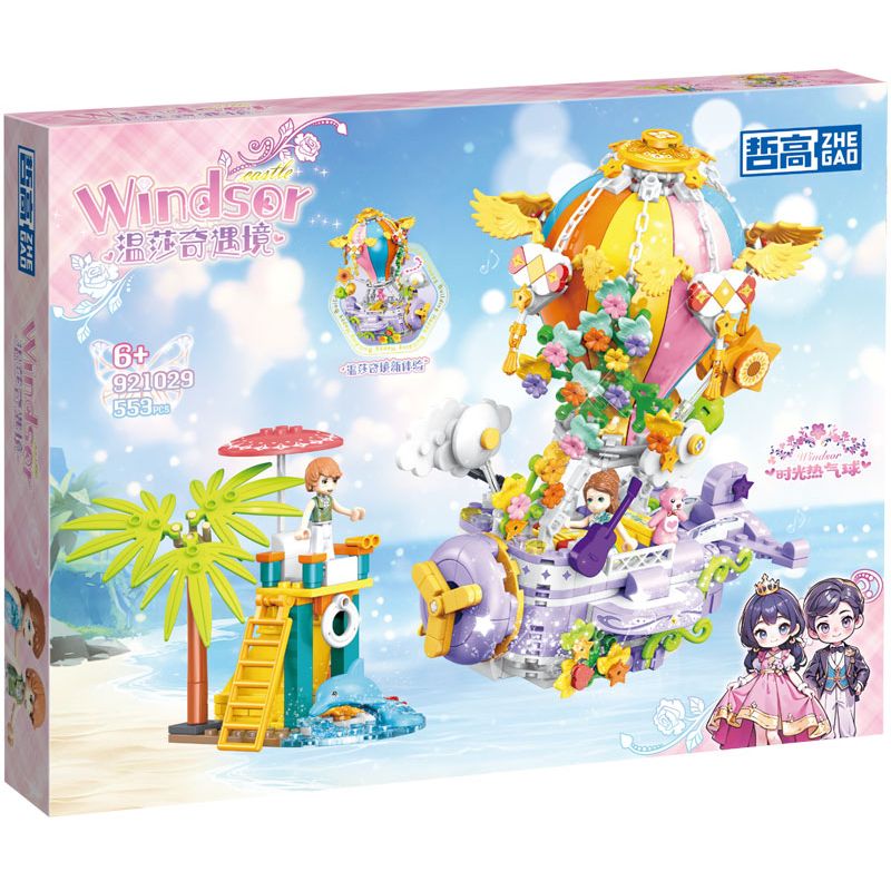 ZHEGAO 921029 WINDSOR ADVENTURE ATIME HOT AIR BALLOON bộ đồ chơi xếp lắp ráp ghép mô hình Girl Con Gái 553 khối