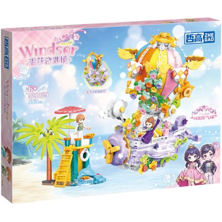 ZHEGAO 921029 WINDSOR ADVENTURE ATIME HOT AIR BALLOON bộ đồ chơi xếp lắp ráp ghép mô hình Girl Con Gái 553 khối