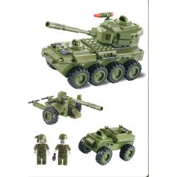 WOMA J5821 5821 Xếp hình kiểu  MILITARY ARMY 3 In 1 Armoured Car 3 Mẫu Thiết Bị Quân Sự 203 khối