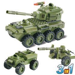 WOMA J5821 5821 Xếp hình kiểu  MILITARY ARMY 3 In 1 Armoured Car 3 Mẫu Thiết Bị Quân Sự 203 khối