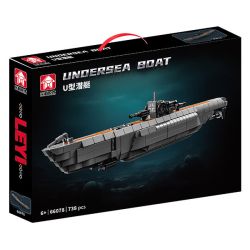 LE YI 66078 TÀU NGẦM HÌNH CHỮ TRONG THẾ CHIẾN II bộ đồ chơi xếp lắp ráp ghép mô hình Military Army UNDERSEA BOAT Quân Sự Bộ Đội 738 khối
