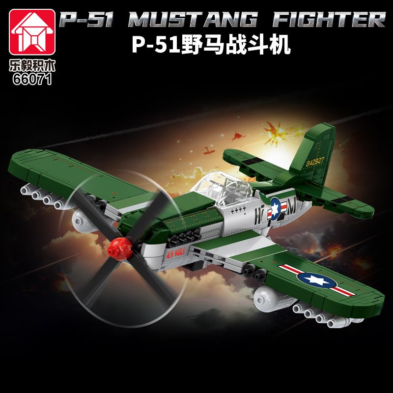 LE YI 66071 MÁY BAY CHIẾN ĐẤU P-51 MUSTANG bộ đồ chơi xếp lắp ráp ghép mô hình Military Army P-51 MUSTANG FIGHTER Quân Sự Bộ Đội