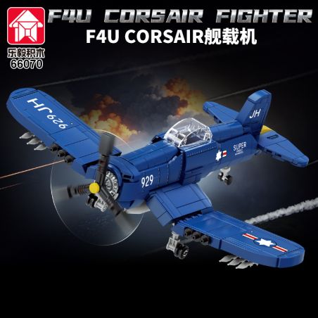 LE YI 66070 F4U CORSAIR FIGHTER CARRIER DỰA TRÊN bộ đồ chơi xếp lắp ráp ghép mô hình Military Army Quân Sự Bộ Đội