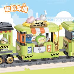 TOP TOY TC1737 1737 LITTLE PARROT BEBE TIME TRAIN COFFEE CART bộ đồ chơi xếp lắp ráp ghép mô hình 400 khối