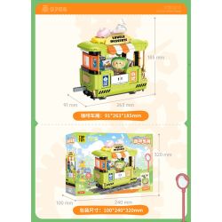 TOP TOY TC1737 1737 LITTLE PARROT BEBE TIME TRAIN COFFEE CART bộ đồ chơi xếp lắp ráp ghép mô hình 400 khối