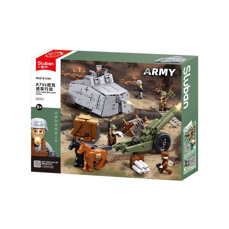 SLUBAN M38-B1295 B1295 1295 M38B1295 38-B1295 FU MENGCHENG HOẠT ĐỘNG TẤN CÔNG XE TĂNG A7VS bộ đồ chơi xếp lắp ráp ghép mô hình Military Army Quân Sự Bộ Đội 506 khối