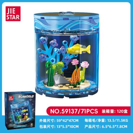 JIESTAR 59137 BỂ CÁ SINH THÁI TRONG CHAI bộ đồ chơi xếp lắp ráp ghép mô hình SEAWORLD 71 khối