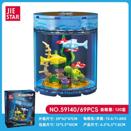 JIESTAR 59140 BỂ CÁ SINH THÁI TRONG CHAI bộ đồ chơi xếp lắp ráp ghép mô hình SEAWORLD 69 khối