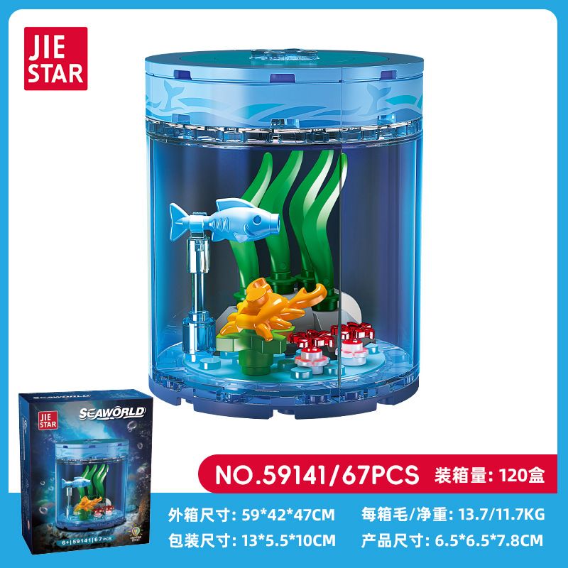 JIESTAR 59141 BỂ CÁ SINH THÁI TRONG CHAI bộ đồ chơi xếp lắp ráp ghép mô hình SEAWORLD 67 khối