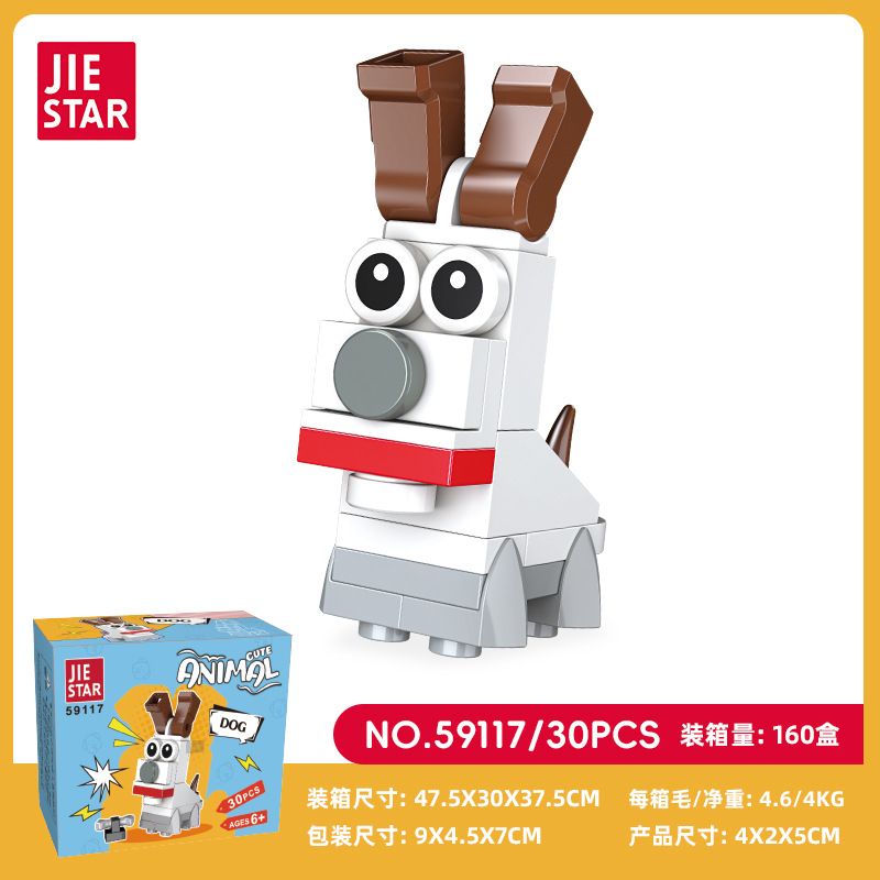 JIESTAR 59117 ĐỘNG VẬT NHỎ DỄ THƯƠNG CHÓ bộ đồ chơi xếp lắp ráp ghép mô hình Creator Sáng Tạo 30 khối