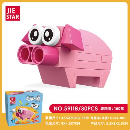 JIESTAR 59118 ĐỘNG VẬT NHỎ DỄ THƯƠNG LỢN bộ đồ chơi xếp lắp ráp ghép mô hình Creator Sáng Tạo 30 khối