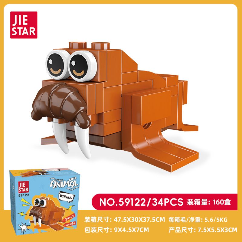 JIESTAR 59122 ĐỘNG VẬT NHỎ DỄ THƯƠNG WALRUS bộ đồ chơi xếp lắp ráp ghép mô hình Creator Sáng Tạo 34 khối