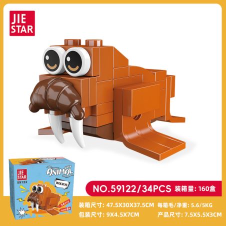 JIESTAR 59122 ĐỘNG VẬT NHỎ DỄ THƯƠNG WALRUS bộ đồ chơi xếp lắp ráp ghép mô hình Creator Sáng Tạo 34 khối