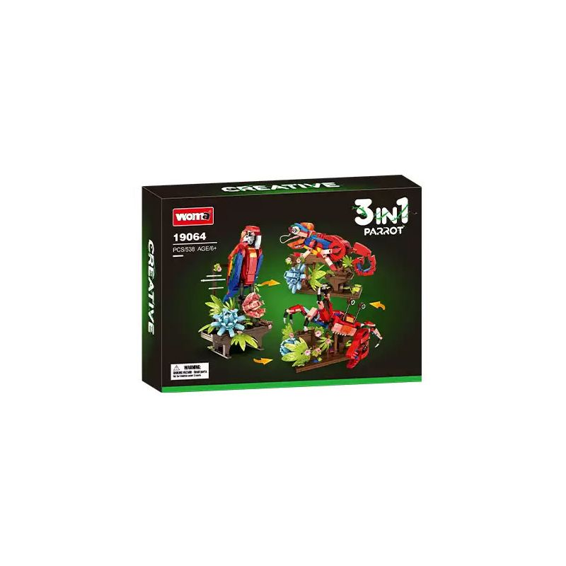 WOMA 19064 MACAW TẮC KÈ CUA THỦY TRIỀU bộ đồ chơi xếp lắp ráp ghép mô hình Creator Sáng Tạo 538 khối