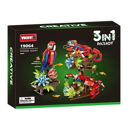 WOMA 19064 MACAW TẮC KÈ CUA THỦY TRIỀU bộ đồ chơi xếp lắp ráp ghép mô hình Creator Sáng Tạo 538 khối