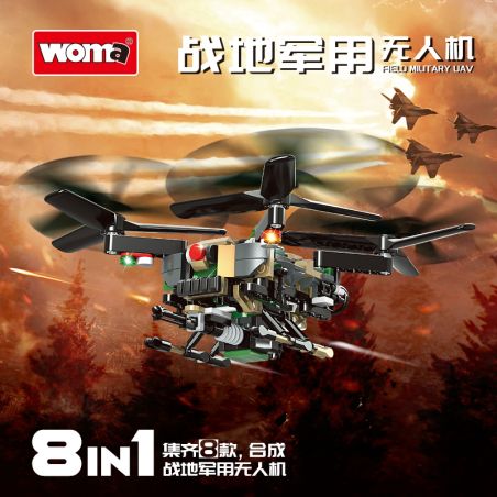 WOMA C1023 1023 MÁY BAY KHÔNG NGƯỜI LÁI QUÂN SỰ BATTLEFIELD 8 KẾT HỢP bộ đồ chơi xếp lắp ráp ghép mô hình Military Army Quân Sự Bộ Đội 312 khối