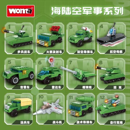 WOMA C1020 1020 SÁCH MINH HỌA QUÂN ĐỘI HẠN CHẾ 12 bộ đồ chơi xếp lắp ráp ghép mô hình Military Army Quân Sự Bộ Đội 460 khối