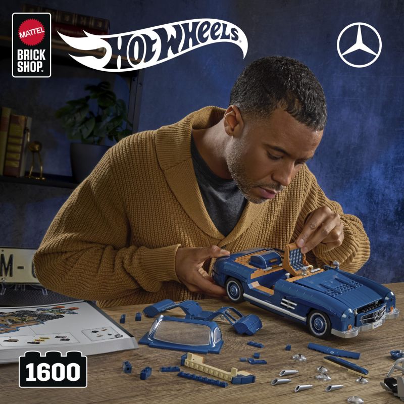 MATTEL BRICK SHOP HWW25 LỚP CAO CẤP HOT WHEELS MERCEDES-BENZ 300SL 1:12 tỷ lệ 1:12 bộ đồ chơi xếp lắp ráp ghép mô hình Creator MATTEL BRICK SHOP HOT WHEELS MERCEDES-BENZ 300 SL Sáng Tạo 1600 khối