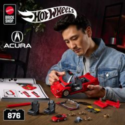 MATTEL BRICK SHOP JFT17 LỚP HỌC ƯU TÚ HOT WHEELS 1990 ACURA NSX 1:16 tỷ lệ 1:16 bộ đồ chơi xếp lắp ráp ghép mô hình Creator HOT WHEELS '90 ACURA NSX Sáng Tạo 876 khối