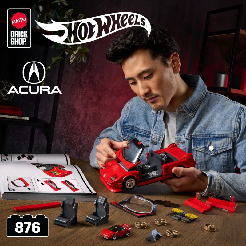 MATTEL BRICK SHOP JFT17 LỚP HỌC ƯU TÚ HOT WHEELS 1990 ACURA NSX 1:16 tỷ lệ 1:16 bộ đồ chơi xếp lắp ráp ghép mô hình Creator HOT WHEELS '90 ACURA NSX Sáng Tạo 876 khối