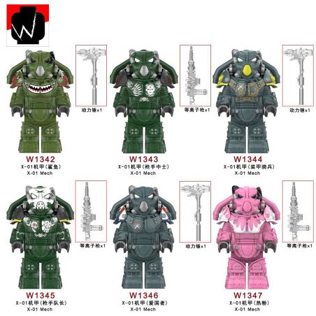 DY_MINIFIGS W1342 1342 W1343 1343 W1344 1344 W1345 1345 W1346 1346 W1347 1347 6 MÔ HÌNH PHÓNG XẠ bộ đồ chơi xếp lắp ráp ghép mô hình Movie & Game Phim Và Trò Chơi