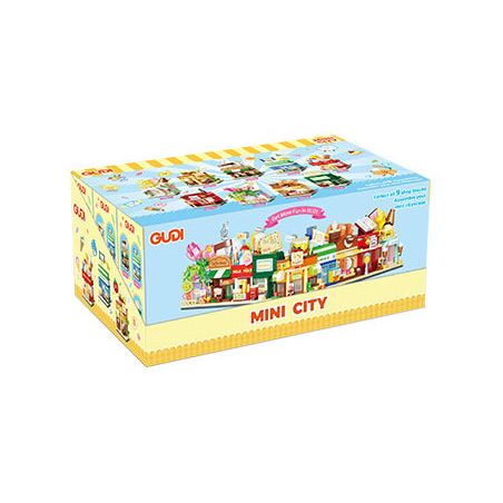 GUDI 40801 MINI CITY STREET VIEW STAPED 9 SANDWICH SHOP COFFEE INVENIENCE MILK TEA BƯU ĐIỆN TIỆM BÁNH CỬA HÀNG HOA NHÀ SÁCH KEM bộ đồ chơi xếp lắp ráp ghép mô hình 854 khối
