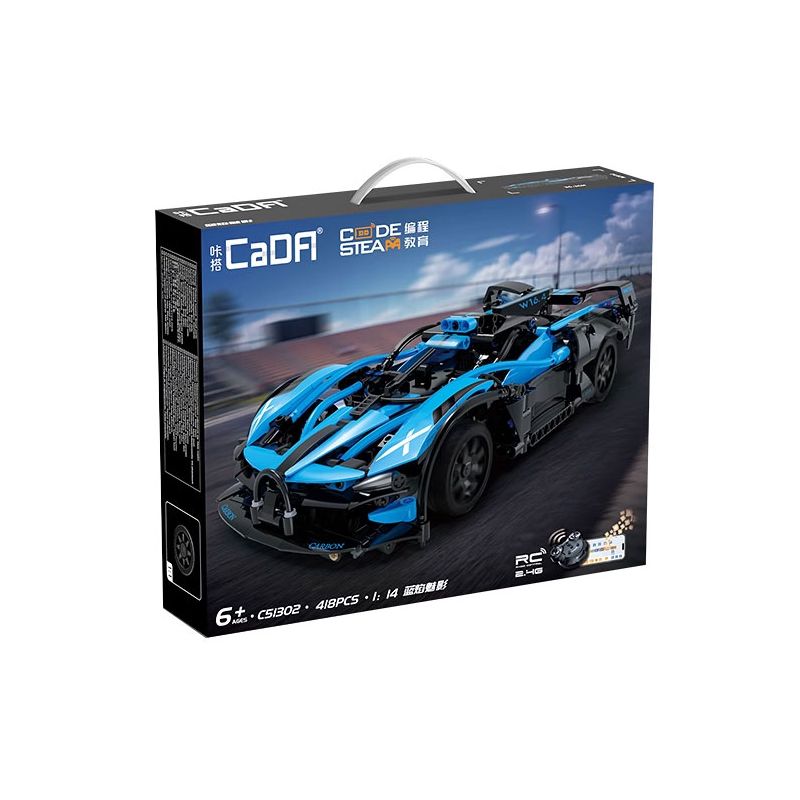 CADA DOUBLEE C51302 51302 BLUE FLAME PHANTOM LẬP TRÌNH CHIẾC XE ĐIỀU KHIỂN TỪ XA CHẾ ĐỘ KÉP 1:14 tỷ lệ 1:14 bộ đồ chơi xếp lắp ráp ghép mô hình Technic Kỹ Thuật Công Nghệ Cao Mô Hình Phương Tiện 418 khối