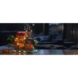 IAMBRICK 31110 THUYỀN BUỒM bộ đồ chơi xếp lắp ráp ghép mô hình Pirates Of The Caribbean THE INVERTED SAIL TAVERN Cướp Biển Vùng Caribe 1312 khối