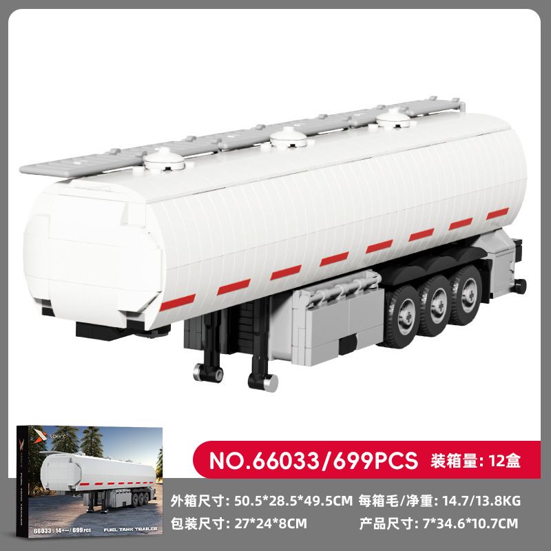 XBERT 66033 XE TẢI NHIÊN LIỆU CHÂU KÉO bộ đồ chơi xếp lắp ráp ghép mô hình City FUEL TANK TRAILER Thành Phố 699 khối