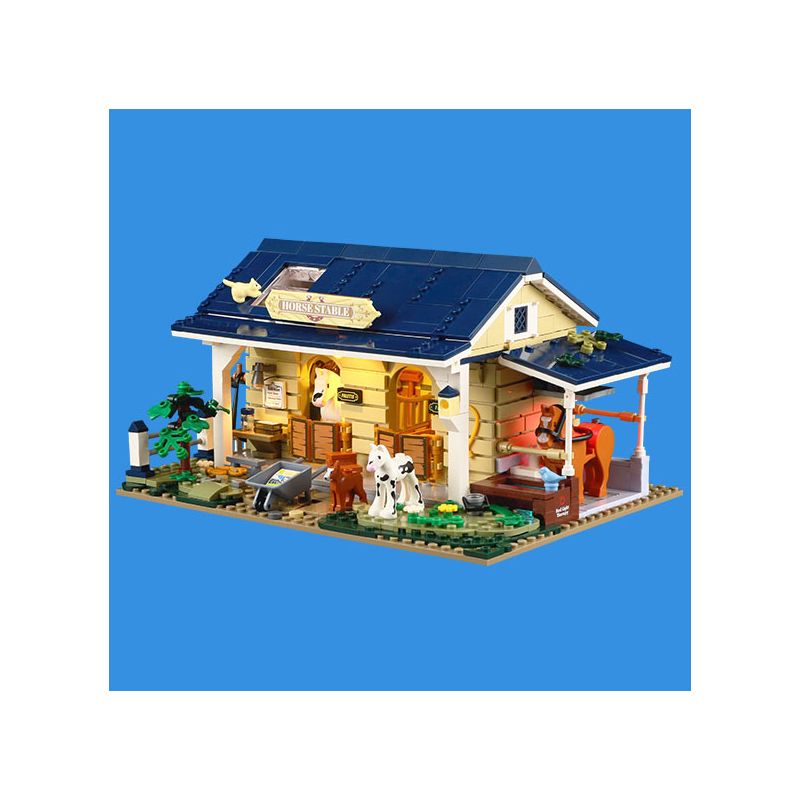 LUMIBRICKS FUNWHOLE F9080 9080 ỔN ĐỊNH bộ đồ chơi xếp lắp ráp ghép mô hình City HORSE STABLE Thành Phố 973 khối