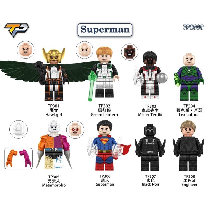 TP 307 308 1038 301 302 303 304 305 306 SUPERMAN 8 CON SỐ bộ đồ chơi xếp lắp ráp ghép mô hình Super Heroes Siêu Nhân Anh Hùng