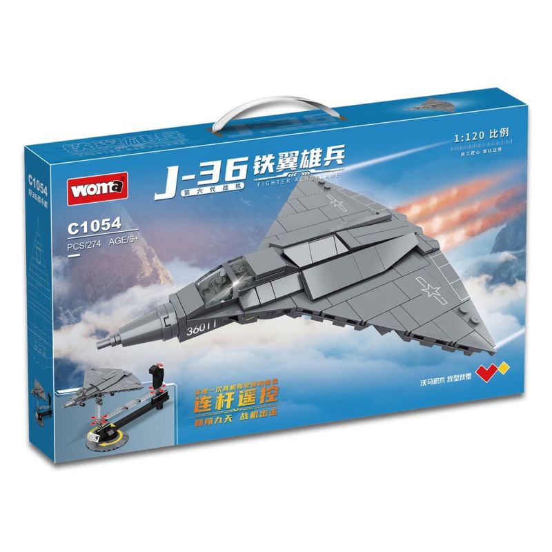 WOMA C1054 1054 NGƯỜI LÍNH CÓ CÁNH SẮT MÁY BAY CHIẾN ĐẤU J-36 tỷ lệ 1:120 bộ đồ chơi xếp lắp ráp ghép mô hình Military Army Quân Sự Bộ Đội 274 khối