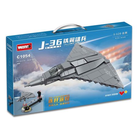 WOMA C1054 1054 NGƯỜI LÍNH CÓ CÁNH SẮT MÁY BAY CHIẾN ĐẤU J-36 tỷ lệ 1:120 bộ đồ chơi xếp lắp ráp ghép mô hình Military Army Quân Sự Bộ Đội 274 khối