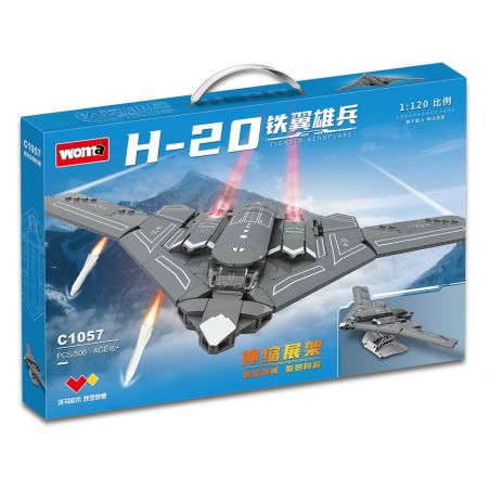 WOMA C1057 1057 NGƯỜI LÍNH CÓ CÁNH SẮT MÁY BAY CHIẾN ĐẤU H-20 tỷ lệ 1:120 bộ đồ chơi xếp lắp ráp ghép mô hình Military Army Quân Sự Bộ Đội 506 khối