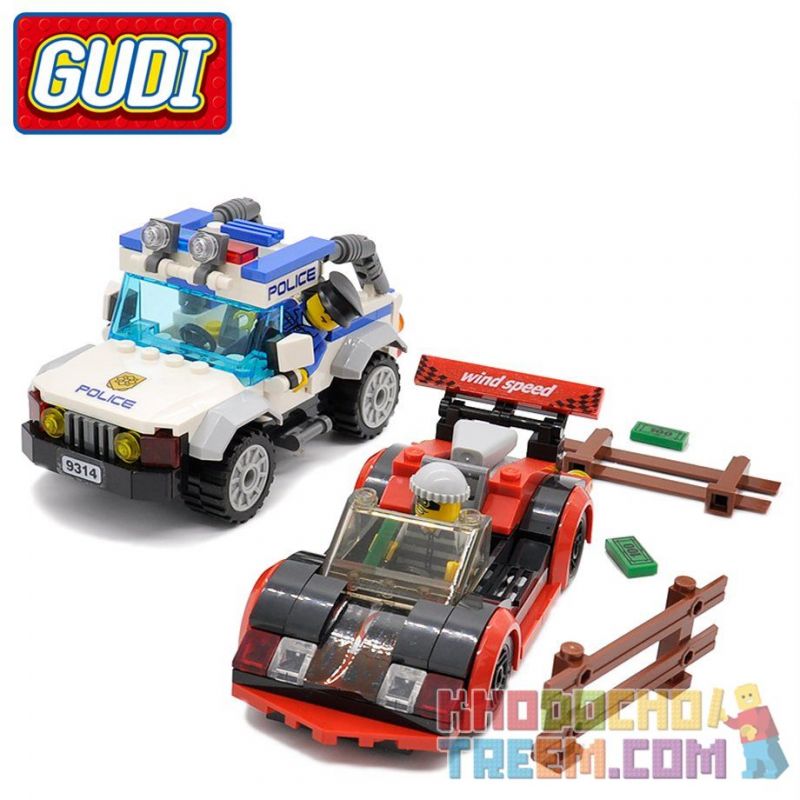 GUDI 9314 non  ĐUỔI BẮT TỐC ĐỘ CAO bộ đồ chơi xếp lắp ráp ghép mô hình City POLICE Thành Phố 264 khối