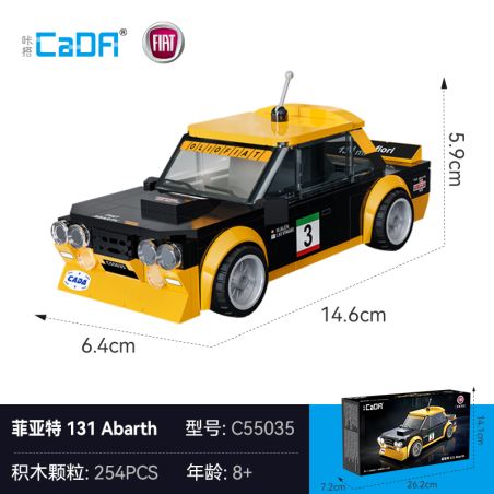 CADA DOUBLEE C55035 55035 FIAT 131ABARTH tỷ lệ 1:24 bộ đồ chơi xếp lắp ráp ghép mô hình Speed Champions Racing Cars FIAT 131 ABARTH Đua Xe Công Thức 254 khối