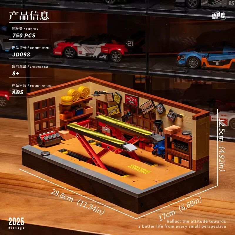 SMALL ANGLE JD098 NHÀ MÁY SỬA CHỮA XE RETRO bộ đồ chơi xếp lắp ráp ghép mô hình Creator THE SPEED HUNTER VINTAGE GARAGE Sáng Tạo 750 khối
