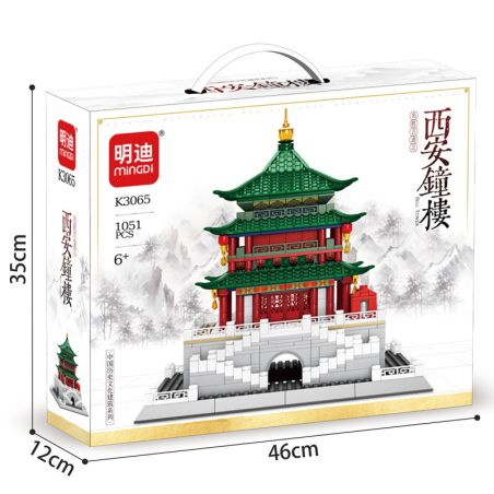 MINGDI LEIBAO K3065 3065 XI'AN BELL TOWER bộ đồ chơi xếp lắp ráp ghép mô hình Creator Sáng Tạo 1051 khối