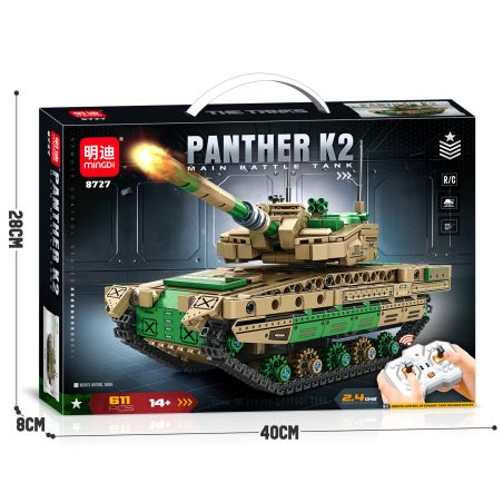MINGDI LEIBAO 8727 2 4G ĐIỀU KHIỂN TỪ XA K2 BLACK PANTHER bộ đồ chơi xếp lắp ráp ghép mô hình Military Army PANTHER K2 MAIN BATTLE TANK Quân Sự Bộ Đội 611 khối