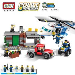 GUDI 9319 non  TRỰC THĂNG CẢNH SÁT PHỐI HỢP MÔ TÔ 4 BÁNH bộ đồ chơi xếp lắp ráp ghép mô hình City POLICE Thành Phố 628 khối