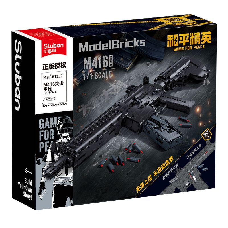 SLUBAN M38-B1352 B1352 1352 M38B1352 38-B1352 HÒA BÌNH ELITE SÚNG TRƯỜNG TẤN CÔNG M416 tỷ lệ 1:1 bộ đồ chơi xếp lắp ráp ghép mô hình Technic Kỹ Thuật Công Nghệ Cao Mô Hình Phương Tiện 1547 khối