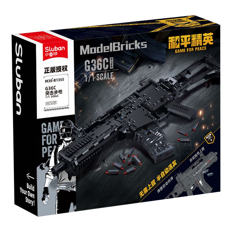 SLUBAN M38-B1355 B1355 1355 M38B1355 38-B1355 HÒA BÌNH ELITE SÚNG TRƯỜNG TẤN CÔNG G36C tỷ lệ 1:1 bộ đồ chơi xếp lắp ráp ghép mô hình Technic Kỹ Thuật Công Nghệ Cao Mô Hình Phương Tiện 1675 khối