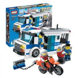 GUDI 9313 non  XE CHỞ PHẠM NHÂN bộ đồ chơi xếp lắp ráp ghép mô hình City POLICE Thành Phố 204 khối