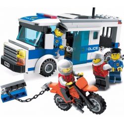 GUDI 9313 non  XE CHỞ PHẠM NHÂN bộ đồ chơi xếp lắp ráp ghép mô hình City POLICE Thành Phố 204 khối